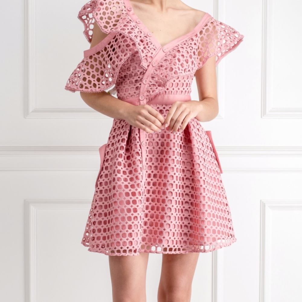 Self Portrait Pink Lace Mini Dress Us Size 4